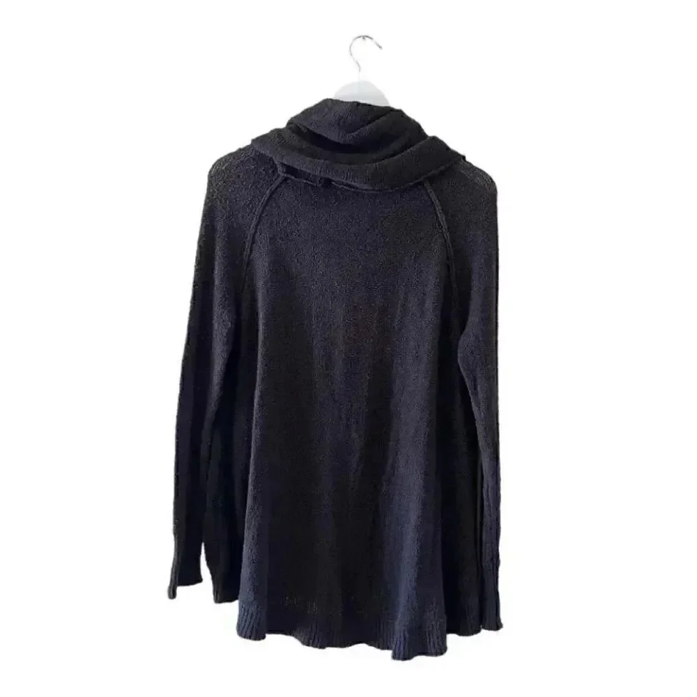 Free People Brown Cowl Neck Sweater High Low Bohemian Festival Gypsy Size S #126